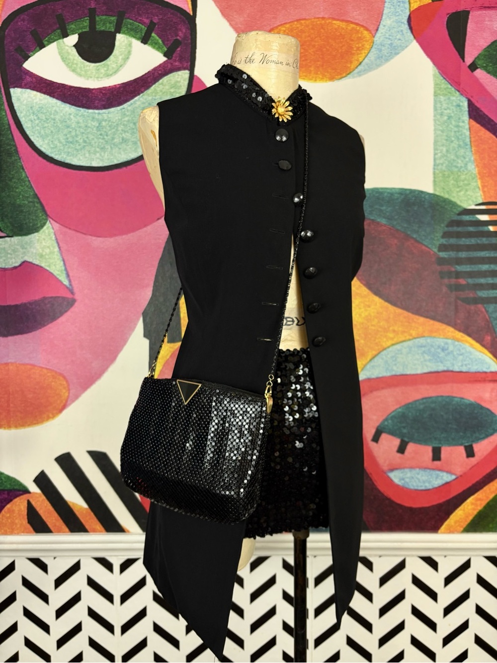 VTG 1990s Black Sequin Mini Skirt